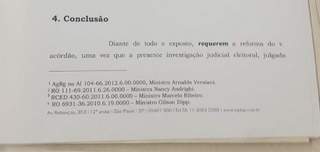 Primeira parte da conclusão do Recurso Especial impetrado no dia 23 de dezembro de 2014 pelos advogados Arnaldo Malheiros e Marcelo Certain Toledo